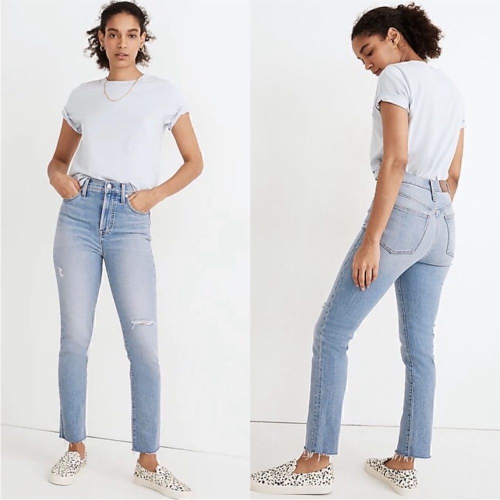 Madewell The Perfect Vintage Jean Worn Wash Distressed Raw Hem Size 29